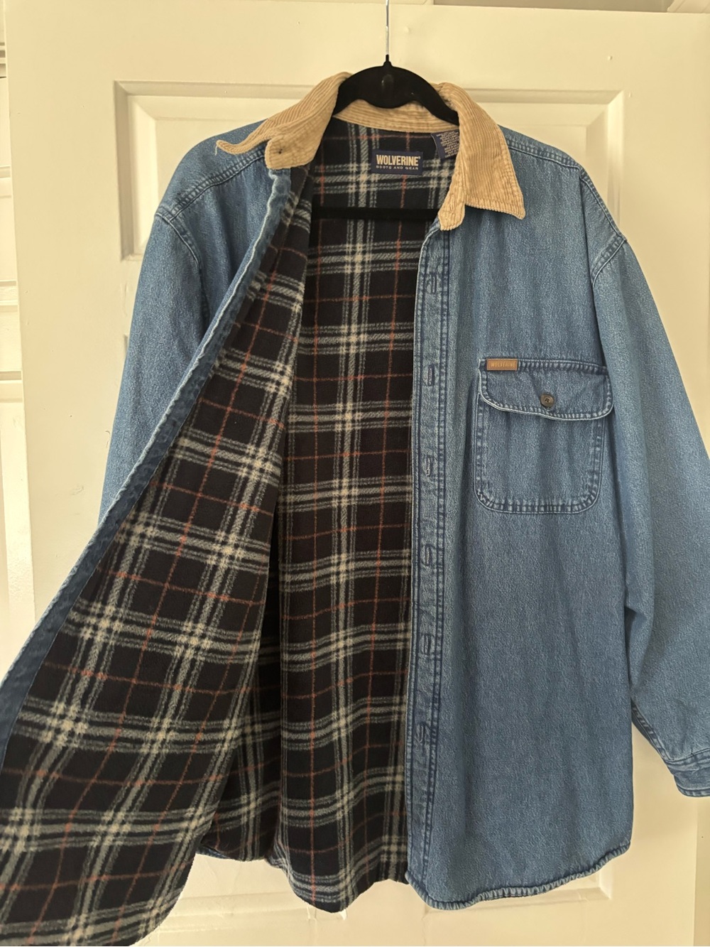 Wolverine Boots & Gear Fleece Lined Denim Shirt Jacket - Size Large - Picture 4 of 8